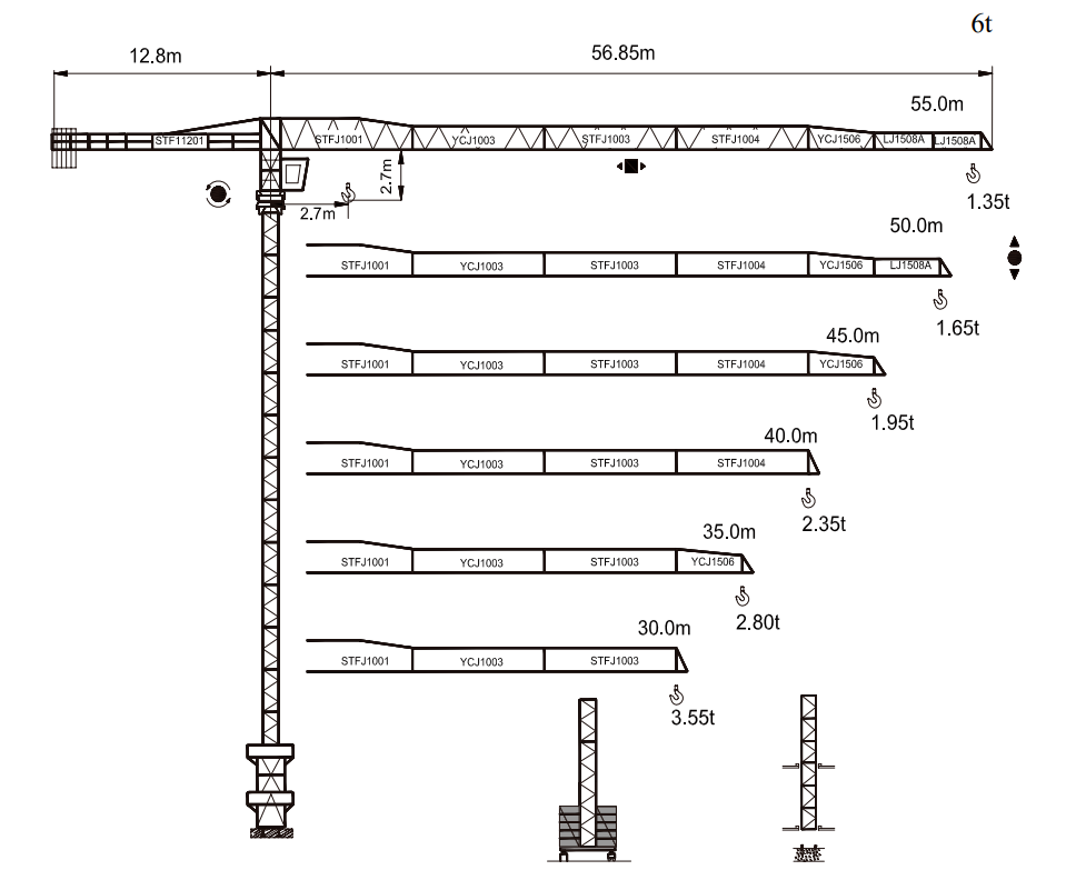 cẩu tháp YMT 5513-6 cẩu tháp YMT 5513-6