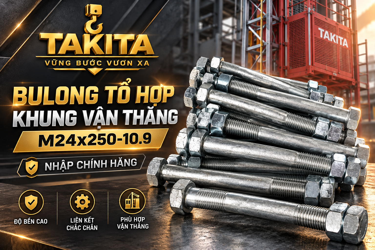 Bulong vận thăng M24x250-10.9