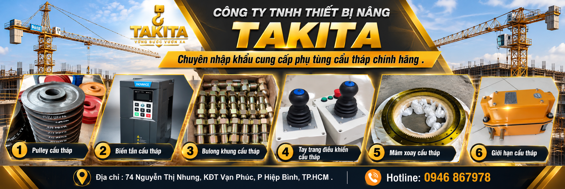 Takita Crane Parts Promotional Banner